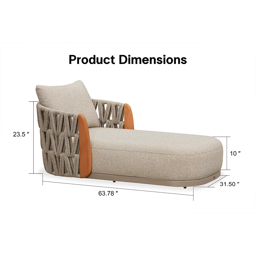 PURPLE LEAF Luxury  Hailar Olefin Patio Chaise Lounge Chair , Upholstered Pool Aluminium Lounge Chairs for Outdoor with Teak Armres for Deck, Pool, Lawn, Garden, Courtyard, Porch