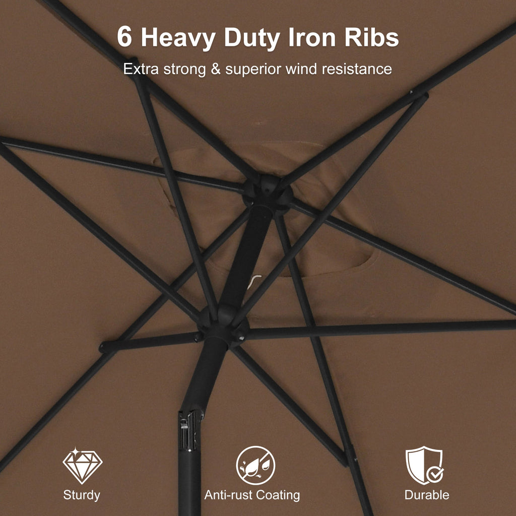 PURPLE LEAF Black Frame Outdoor Market Umbrellas Yard Tilting Patio Table Umbrella with Base
