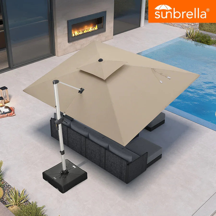 PURPLE LEAF – Parasol de terrasse Premium Classic SUNBRELLA déporté