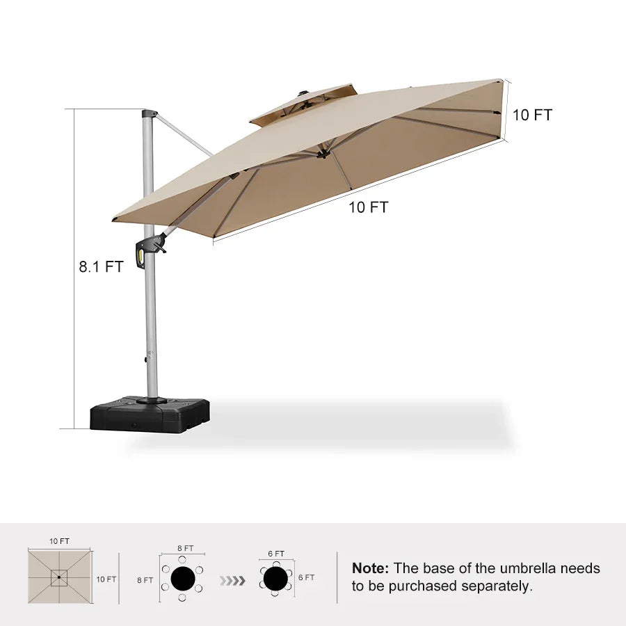 PURPLE LEAF – Parasol de terrasse Premium Classic SUNBRELLA déporté
