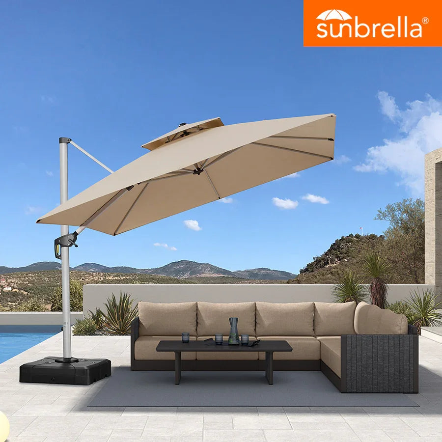 PURPLE LEAF – Parasol de terrasse Premium Classic SUNBRELLA déporté