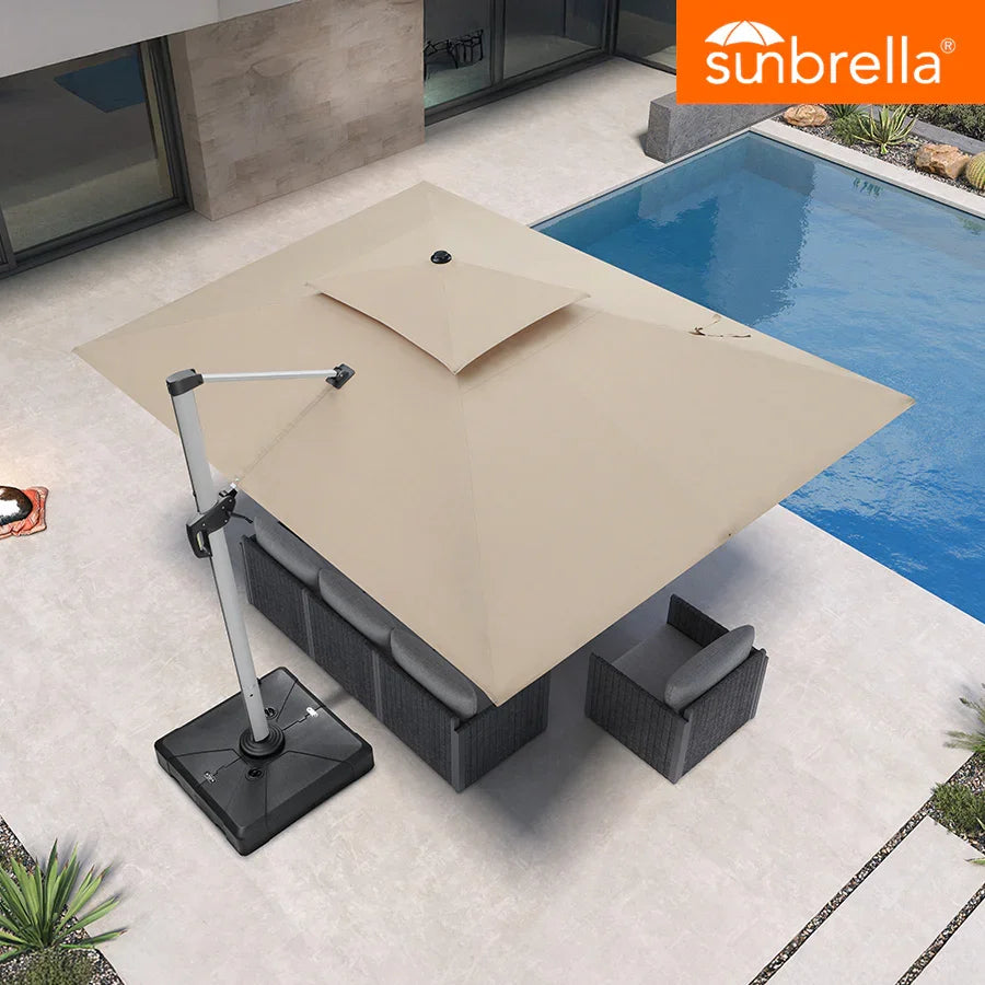 PURPLE LEAF – Parasol de terrasse Premium Classic SUNBRELLA déporté