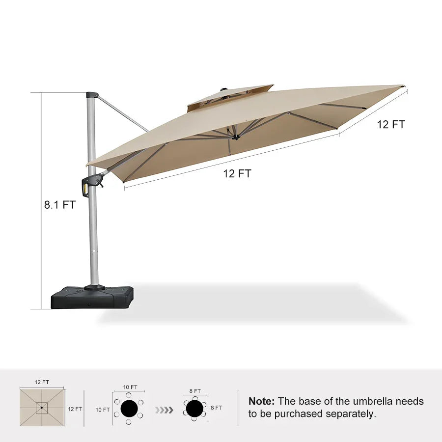 PURPLE LEAF – Parasol de terrasse Premium Classic SUNBRELLA déporté