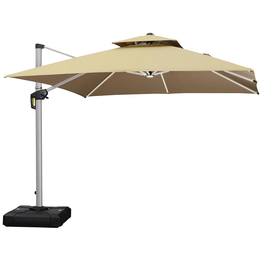 PURPLE LEAF SUNBRELLA Solar Cantilever Umbrella with Lights, Large Umbrellas For Outdoor Patio
