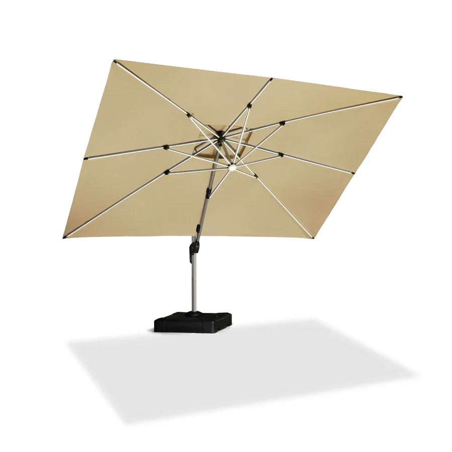 PURPLE LEAF SUNBRELLA Solar Cantilever Umbrella with Lights, Large Umbrellas For Outdoor Patio