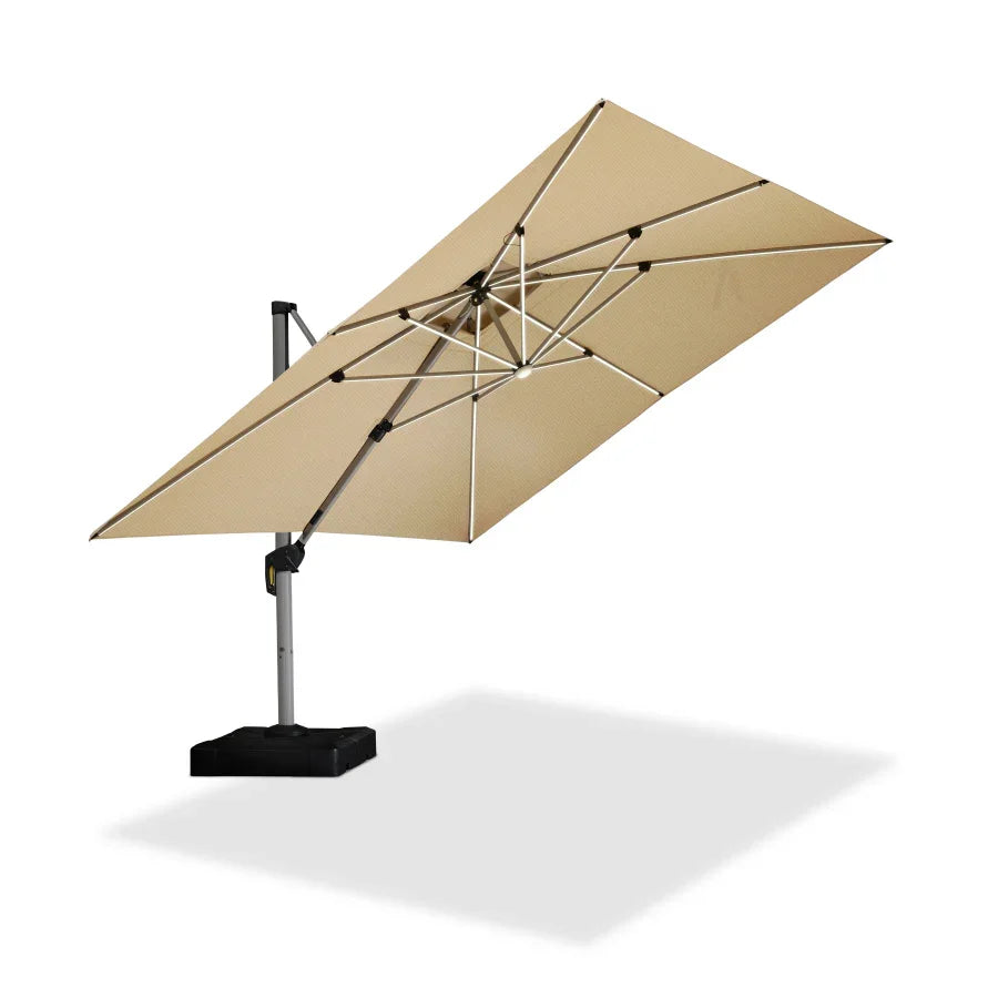 PURPLE LEAF SUNBRELLA Solar Cantilever Umbrella with Lights, Large Umbrellas For Outdoor Patio