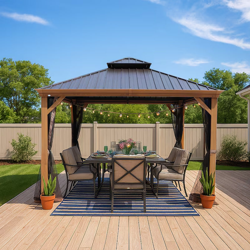 12-Ft X 12-Ft Apollo Powder Coated Gazebo with Hardtop Roof (Screen Included)