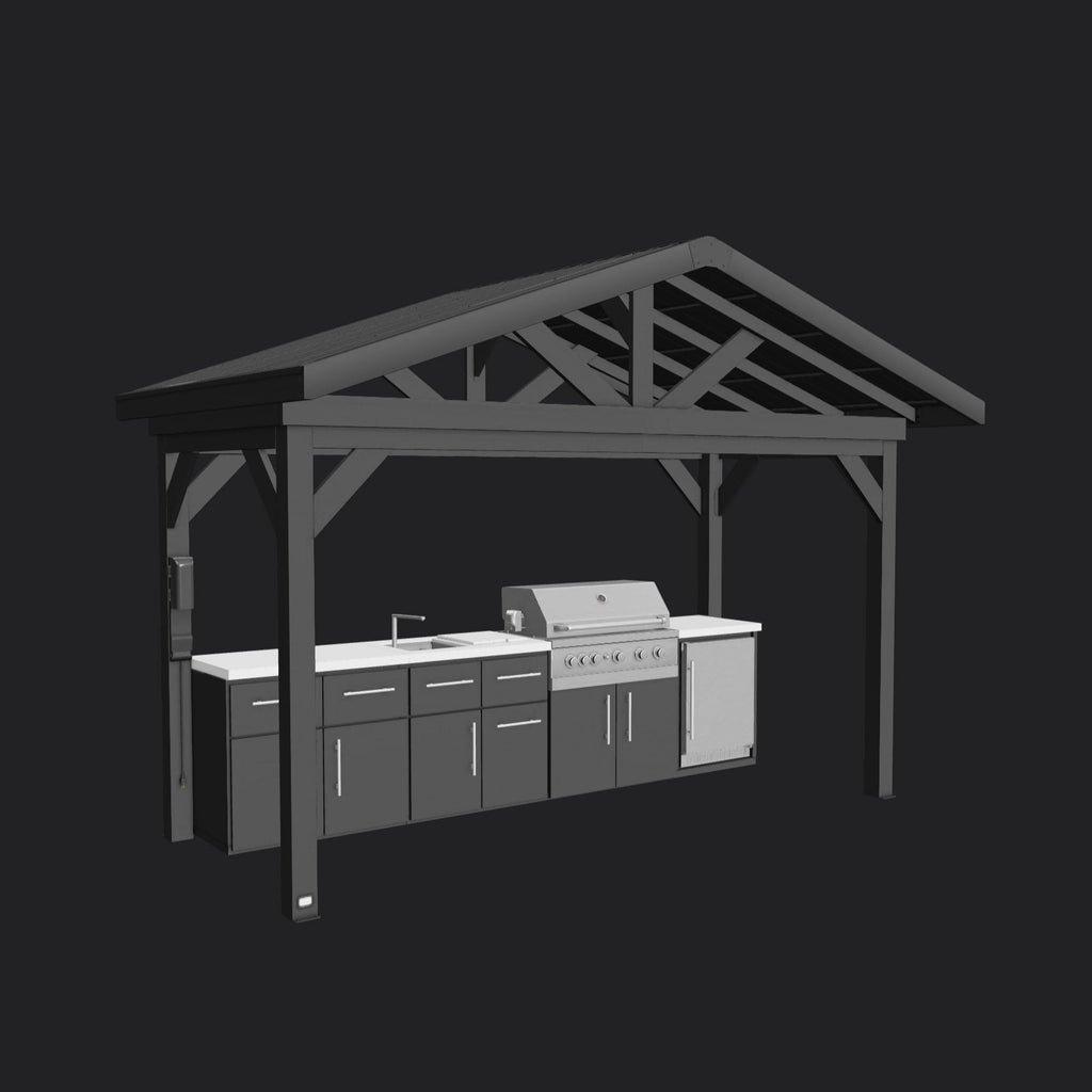 Lancaster | Covered Linear Outdoor Kitchen with Built-In Grill
