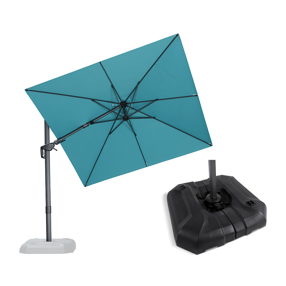 PURPLE LEAF Lateral Tilt Patio Umbrella with Base, 360° Swivel Cantilever Umbrella with Stand