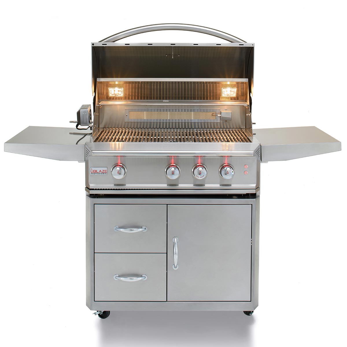 Blaze PRO 34" 3-Burner Built-In Gas Grill w/ Grill Cart - BLZ-3PRO + BLZ-3PRO-CART