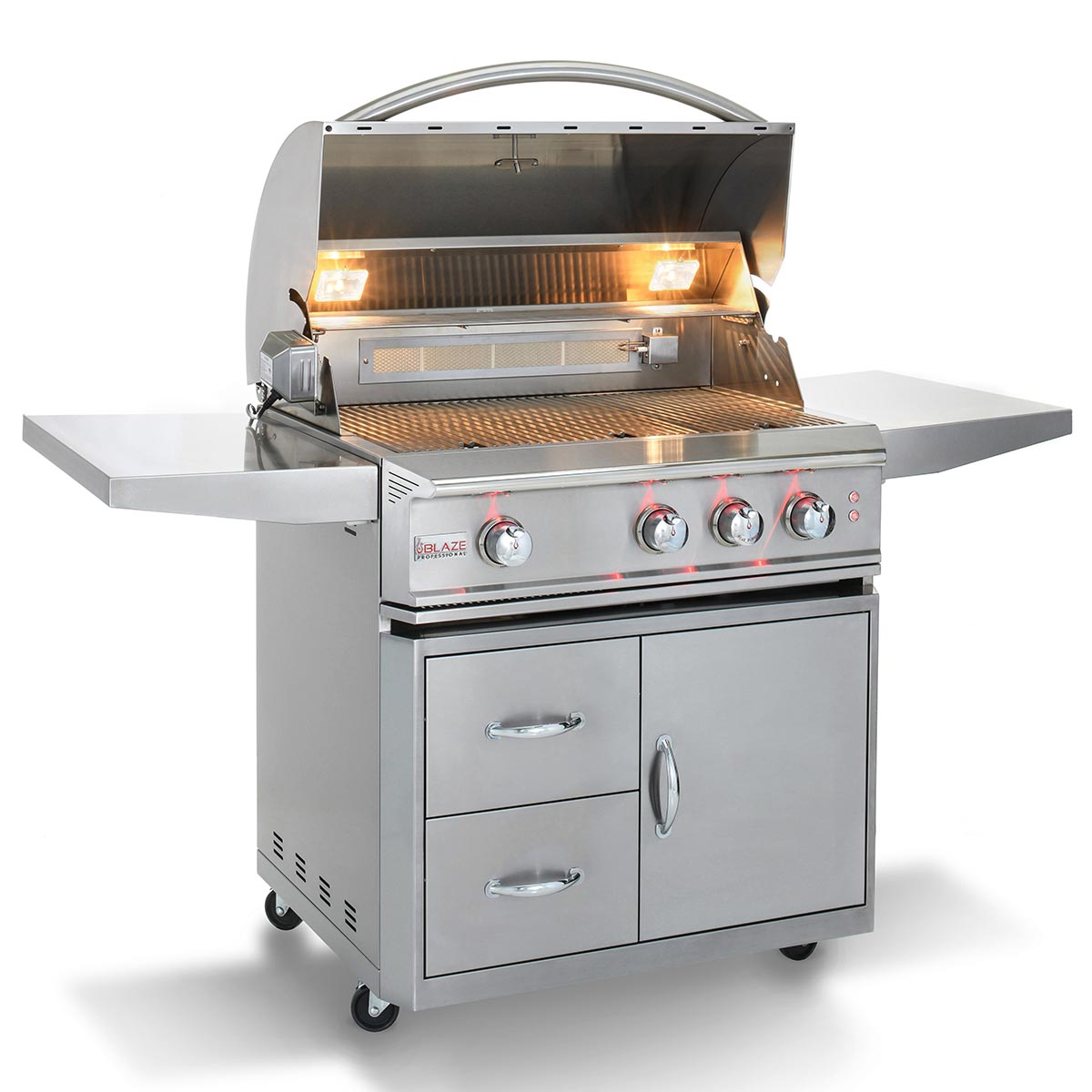 Blaze PRO 34" 3-Burner Built-In Gas Grill w/ Grill Cart - BLZ-3PRO + BLZ-3PRO-CART