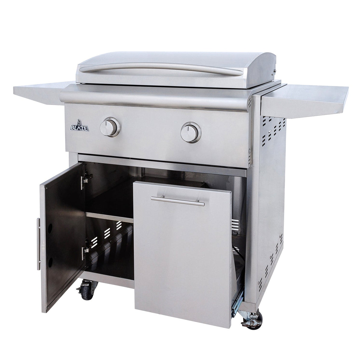 Blaze 30" LTE PLUS 2-Burner Built-In Gas Griddle w/ Grill Cart - BLZ-GRIDDLE-LTE3 + BLZ-GRIDDLE-CART-SC2