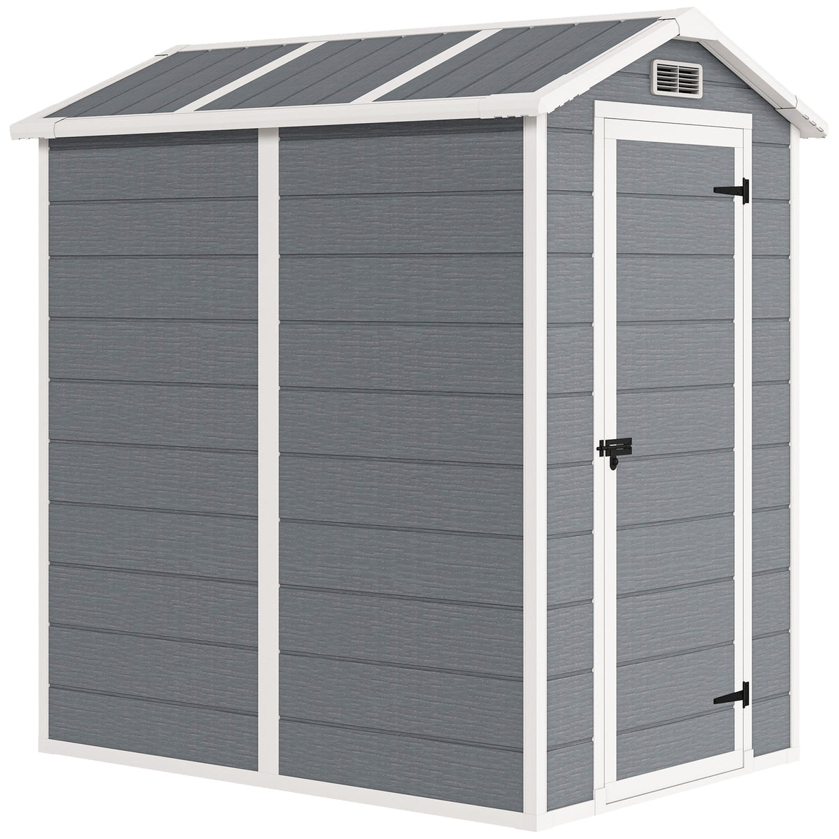 6' x 4' Outdoor Storage Shed with Floor and Lockable Door, Gray