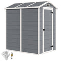 6' x 4' Outdoor Storage Shed with Floor and Lockable Door, Gray