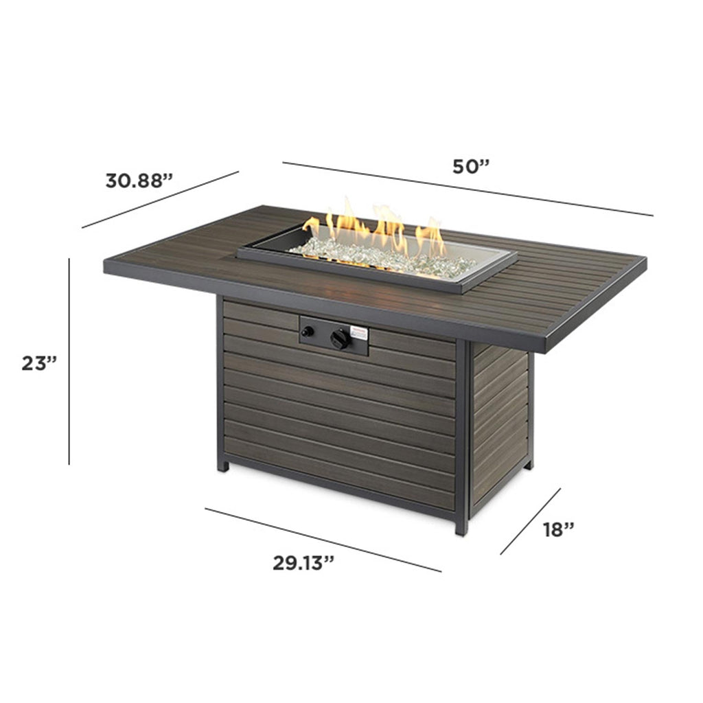 Brooks Rectangular Gas Fire Pit Table w/ Glass Guard BRK-1224-K/GG-1224