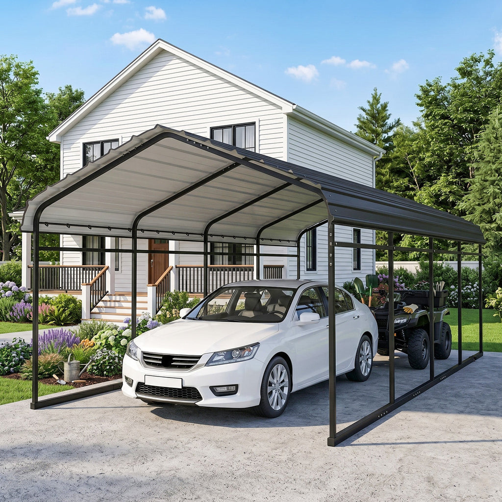 Onward 12' x 20' Heavy Duty Metal Carport with Galvanized Roof & Removable Sidewalls
