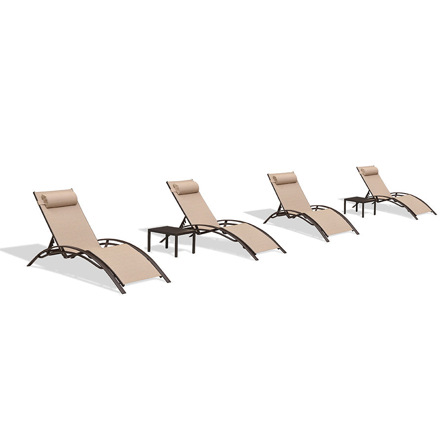 PURPLE LEAF Outdoor Chaise Lounge Chair  Patio Pool Lounger Bronze Aluminum Chairs with Side Table Adjustable Tanning Recliner for Outside Backyard Yard Deck Balcony Beach