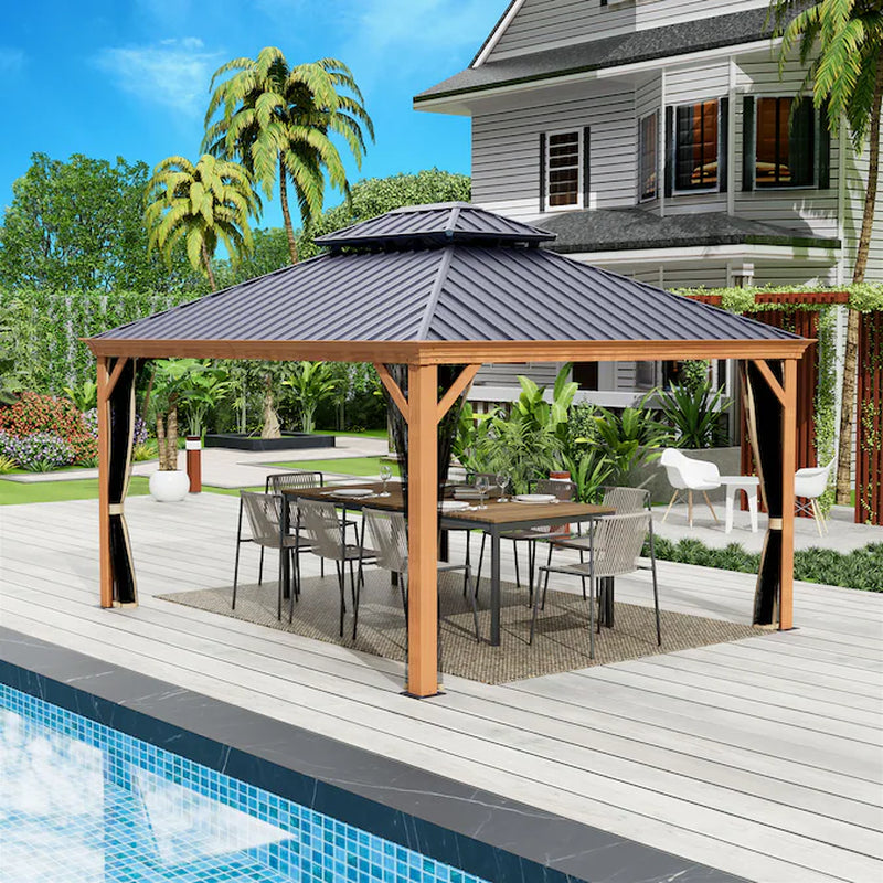 12-Ft X 12-Ft Apollo Powder Coated Gazebo with Hardtop Roof (Screen Included)