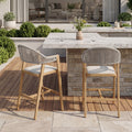 Clearance - PURPLE LEAF Outdoor Bar Stool Counter Stools Rattan Bar Chair with Back Aluminum Modern Barstools for Patio Garden Kitchen