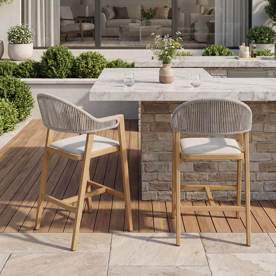 Clearance - PURPLE LEAF Outdoor Bar Stool Counter Stools Rattan Bar Chair with Back Aluminum Modern Barstools for Patio Garden Kitchen