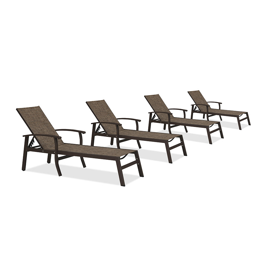 PURPLE LEAF Outdoor Chaise Lounge Chair Patio Pool Lounger Aluminum Chairs with Side Table and Wheels Adjustable Tanning Recliner with Armrests for Outside Backyard Deck Beach