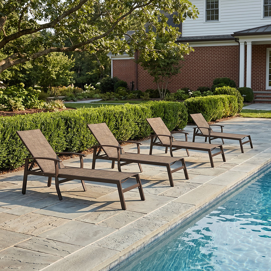 PURPLE LEAF Outdoor Chaise Lounge Chair Patio Pool Lounger Aluminum Chairs with Side Table and Wheels Adjustable Tanning Recliner with Armrests for Outside Backyard Deck Beach