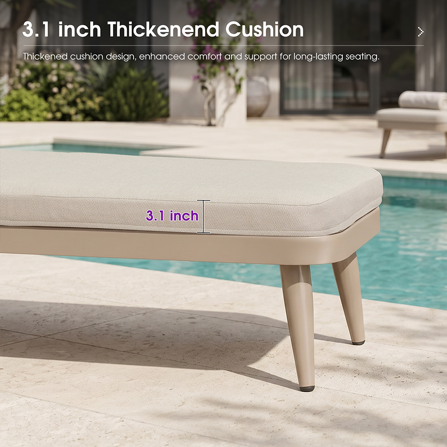 PURPLE LEAF Patio Chaise Lounge Chair  Aluminum Pool Lounge Chairs for Outdoor with 2 Cushions for Deck, Pool, Lawn, Garden, Courtyard, Porch