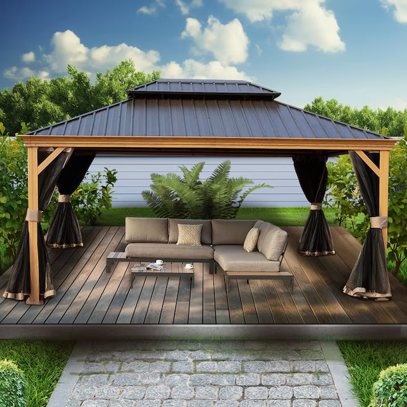 12-Ft X 12-Ft Apollo Powder Coated Gazebo with Hardtop Roof (Screen Included)