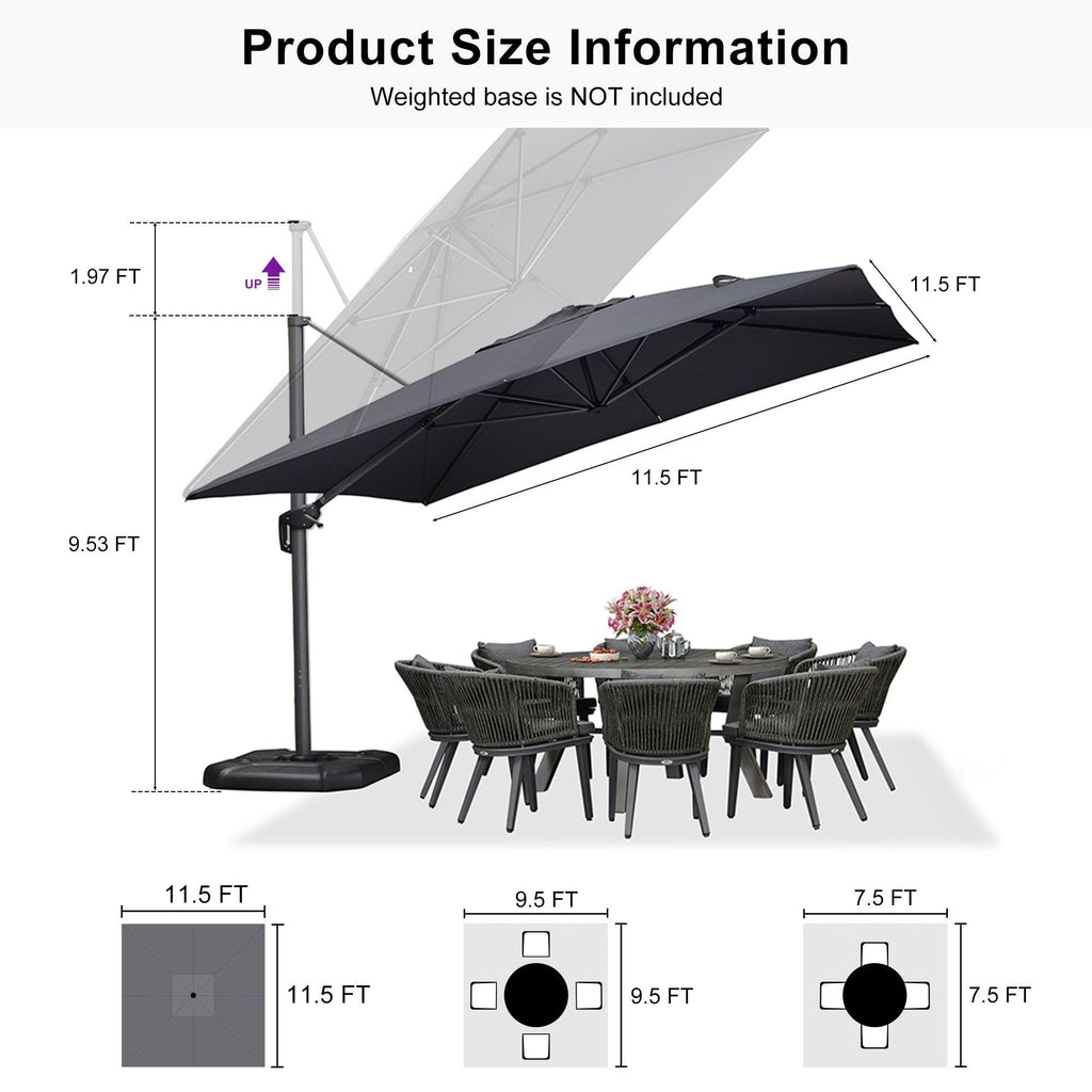 PURPLE LEAF Cantilever Telescopic Outdoor Umbrella for Swimming Pool, Patio, Porch, Garden Umbrellas