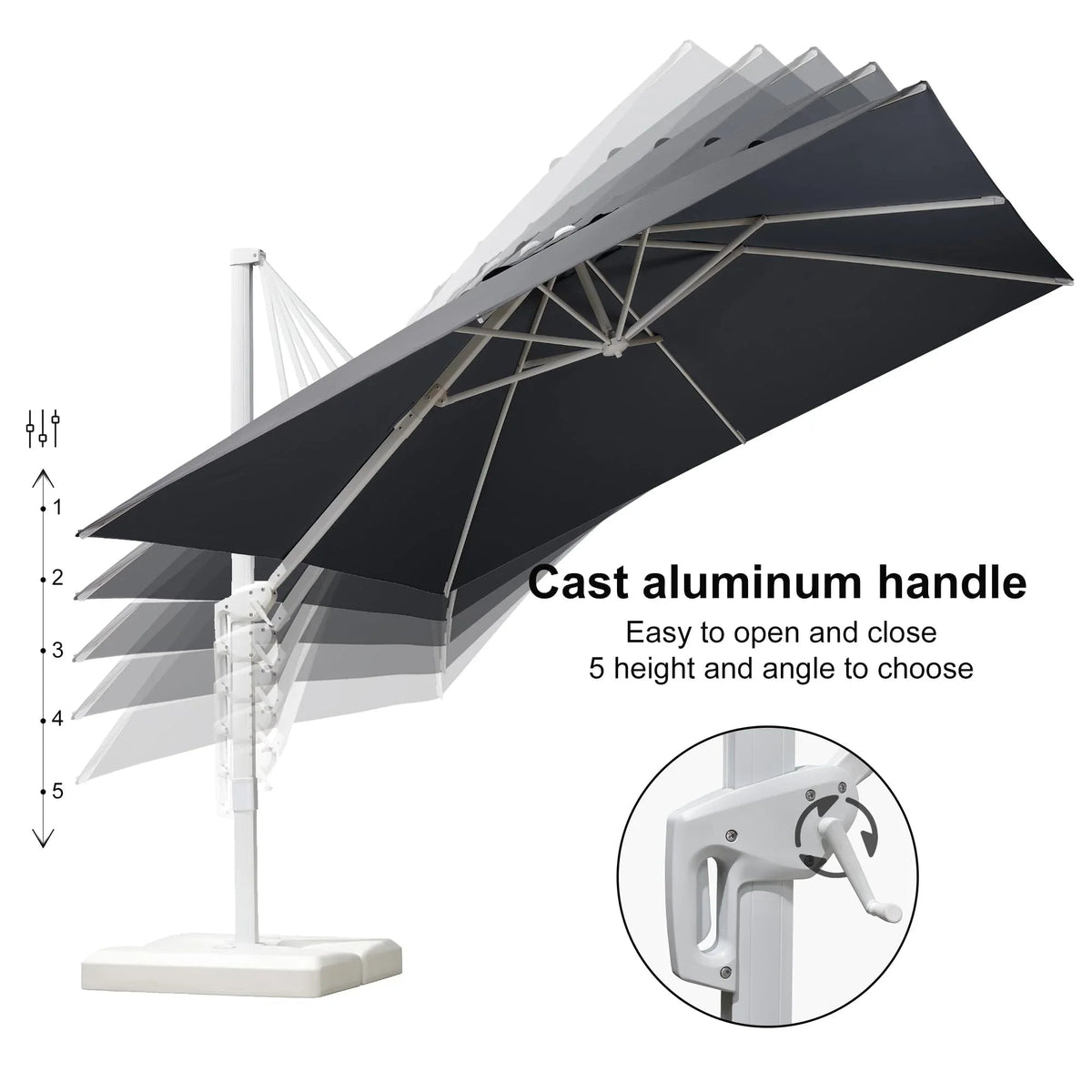 PURPLE LEAF Outdoor Patio Umbrella with Base, Best White Cantilever Umbrellas