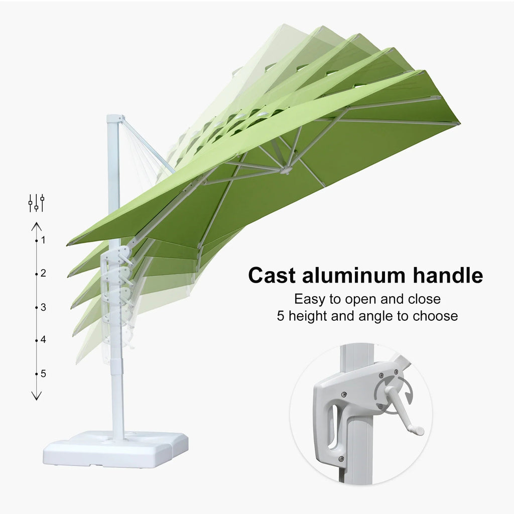PURPLE LEAF Outdoor Patio Umbrella with Base, Best White Cantilever Umbrellas