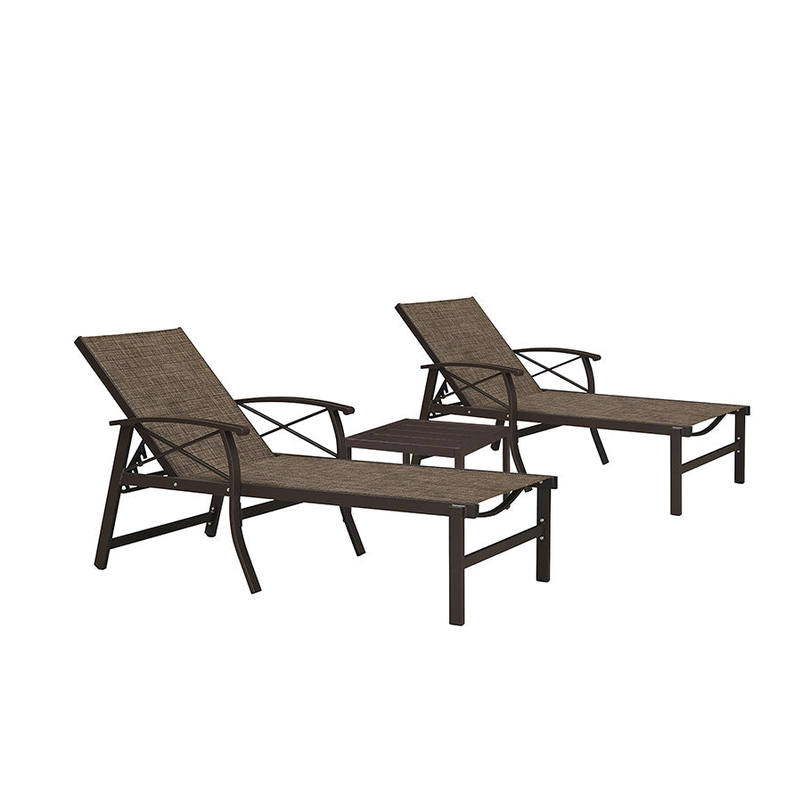 PURPLE LEAF Outdoor Chaise Lounge Chair Patio Pool Lounger Aluminum Chairs with Side Table and Wheels Adjustable Tanning Recliner with Armrests for Outside Backyard Deck Beach