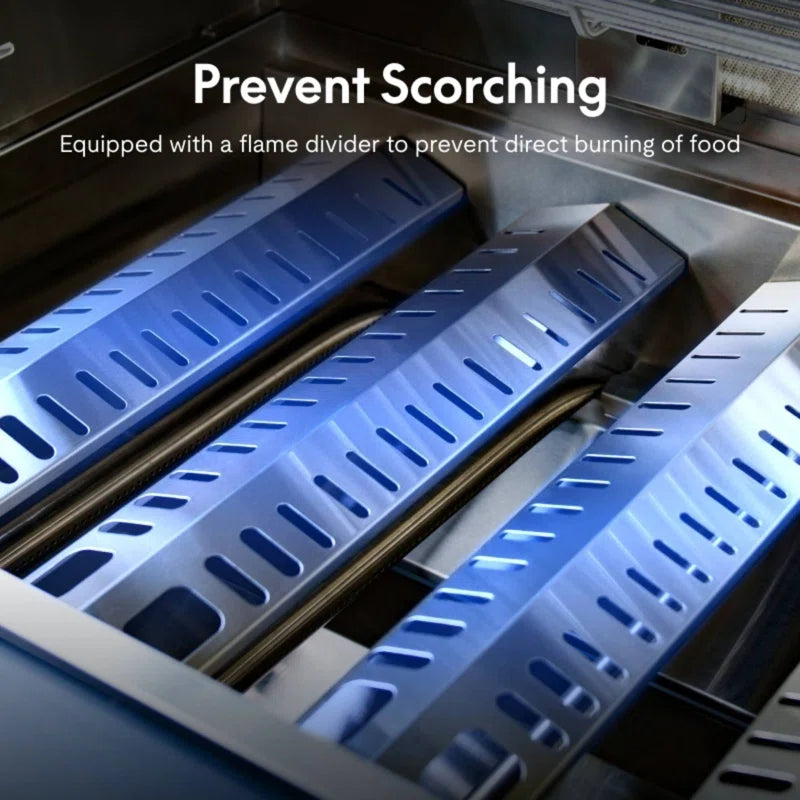 Akoah – Ensemble îlot de cuisine extérieure modulaire 4 pièces avec barbecue 8 brûleurs, réfrigérateur et roulettes