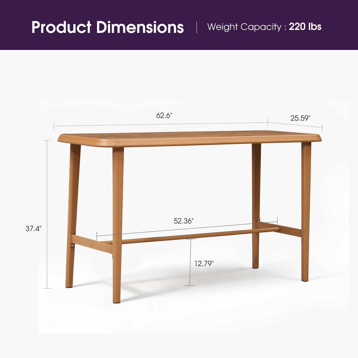 PURPLE LEAF Outdoor Bar Table Patio Dining Table Coffee Kitchen Breakfast Bistro Pub Bar Table for Patio Poolside