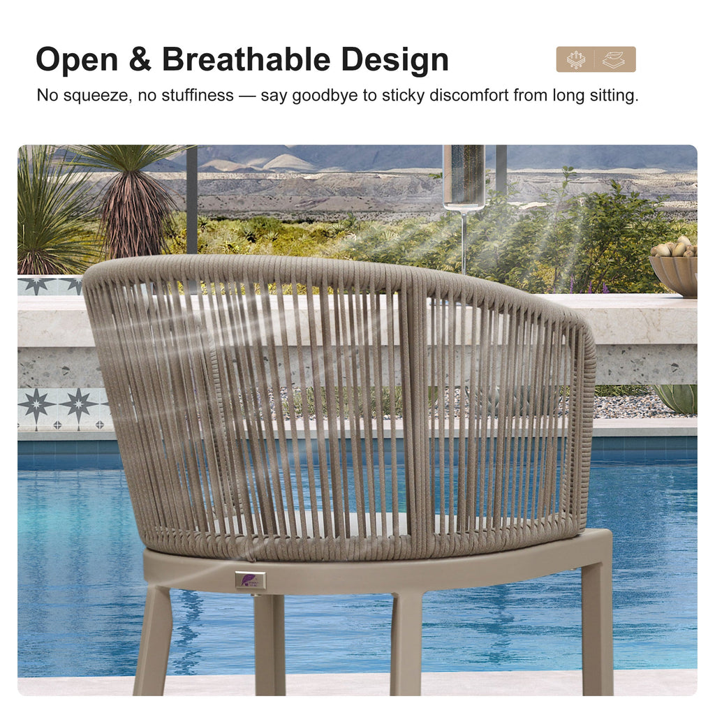 Clearance - PURPLE LEAF Outdoor Bar Stool Set of 2 Modern Rattan Bar Chairs with Woven Rope Back Wicker Patio Barstools for Indoor Kitchen Garden