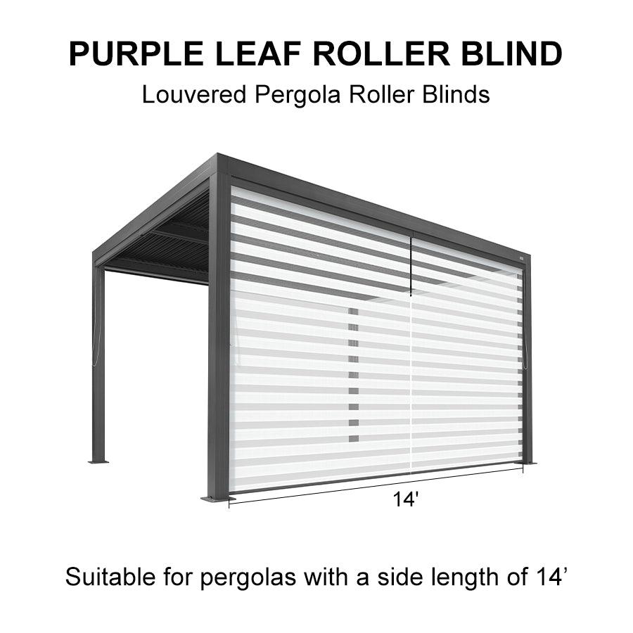 PURPLE LEAF Athena Louvered Pergola Grey Outdoor Aluminum Pergola with Solid Color Roller Blind Adjustable Gazebo for Patio Deck Garden