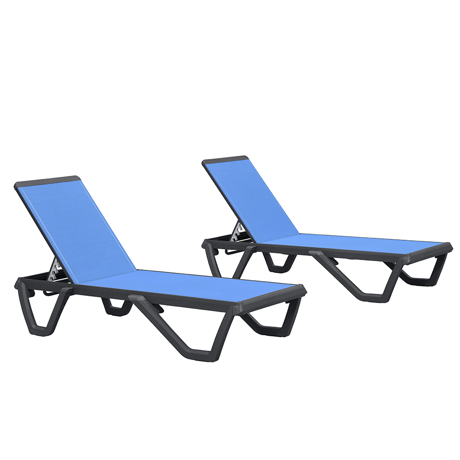 PURPLE LEAF Outdoor Chaise Lounge Patio Chair 5 Positions Adjustable Aluminum Frame with Textilene Seat Lightweight and Durable Pool Chaise Lounge for Patio Poolside Beach Yard