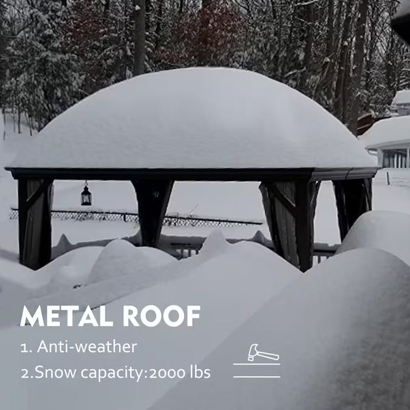 12-Ft X 14-Ft Gazebo Gray Gazebo with Hardtop Roof (Screen Included)