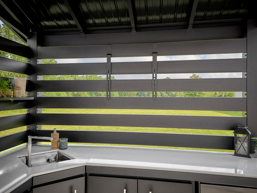 Langston | Covered Walk-In Outdoor Kitchen with Built-In Grill & Pizza Oven