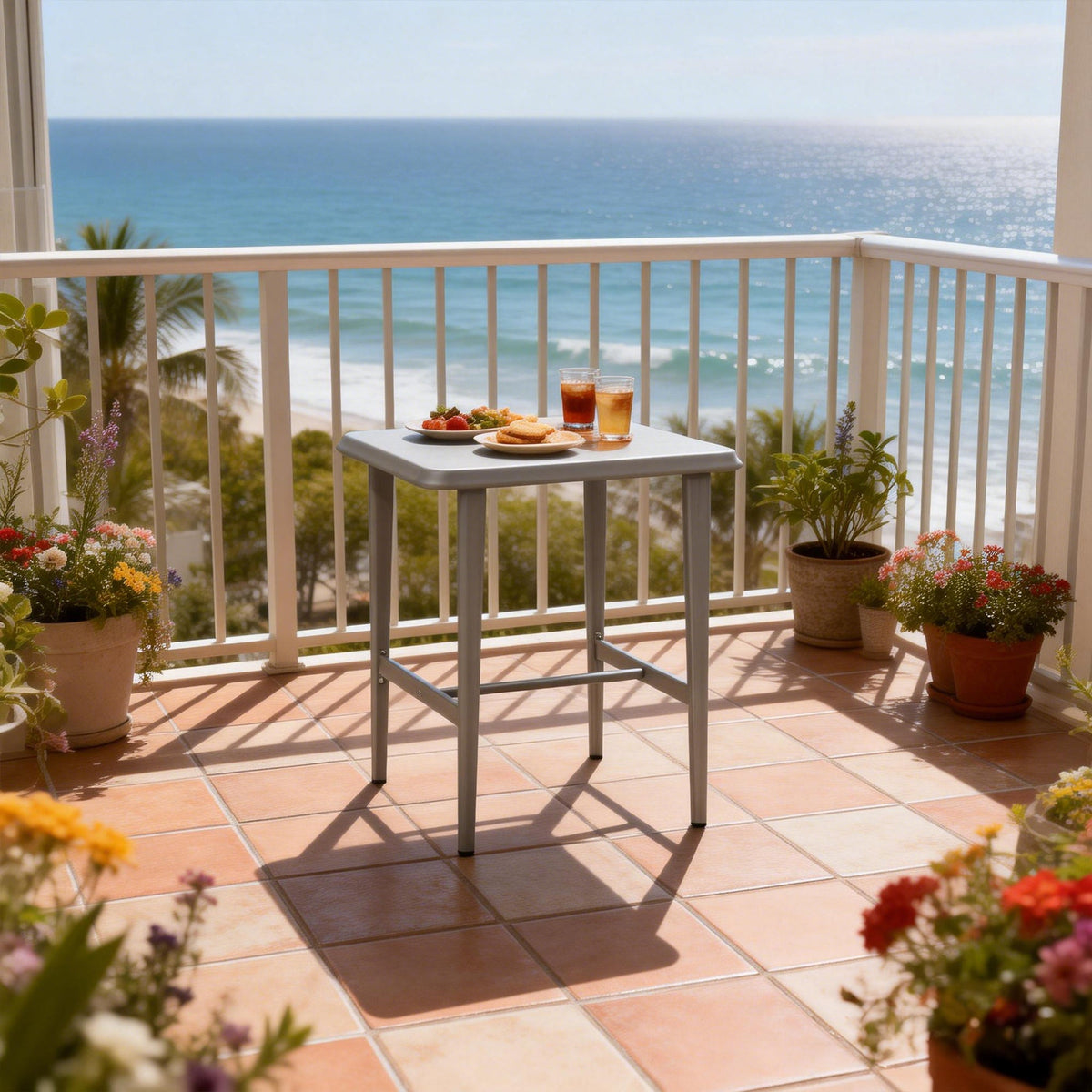 PURPLE LEAF Outdoor Bar Table Patio Dining Table Coffee Kitchen Breakfast Bistro Pub Bar Table for Patio Poolside