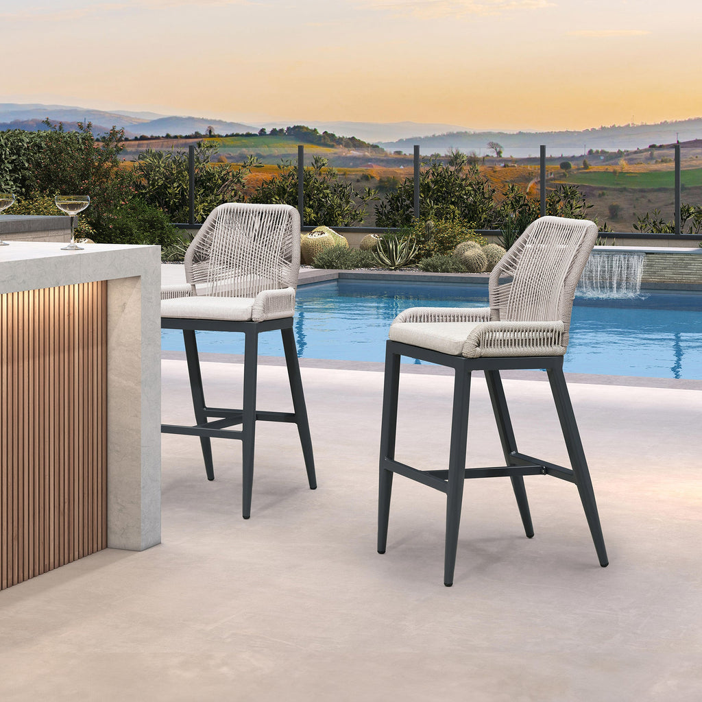 PURPLE LEAF Outdoor Bar Stool Set of 6, Wicker Chairs Bar Chairs with Cushion, All-Weather Patio Furniture kitchen stools