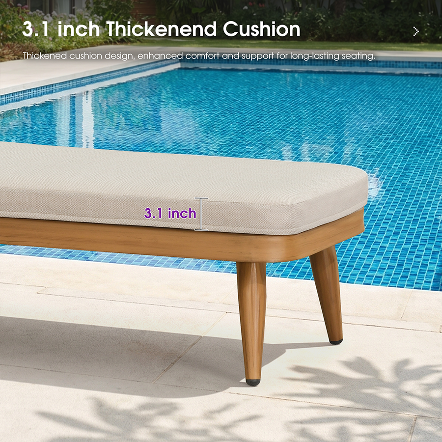 PURPLE LEAF Patio Chaise Lounge Chair, Aluminum Pool Lounge Chairs for Outdoor with 2 Cushions for Deck, Pool, Lawn, Garden, Courtyard, Porch