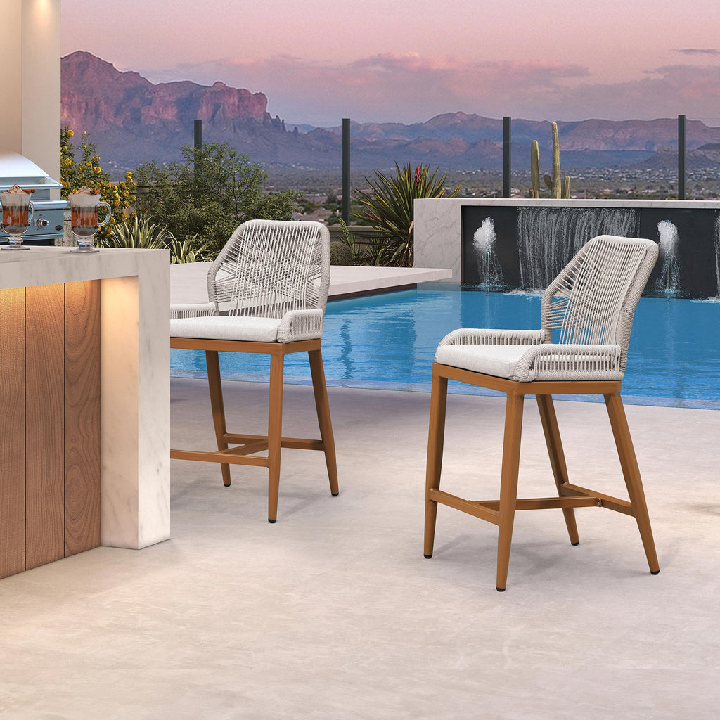 PURPLE LEAF Outdoor Bar Stool Set of 6, Wicker Chairs Bar Chairs with Cushion, All-Weather Patio Furniture kitchen stools