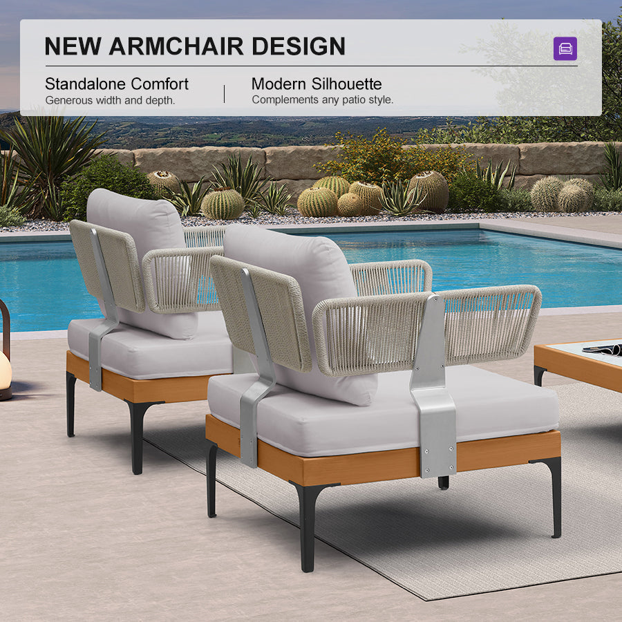 PURPLE LEAF Sicilia Classical Modular Outdoor Sectional with Sunbrella White Cushions Flexible Layout for Boutique Hotel Style Patio