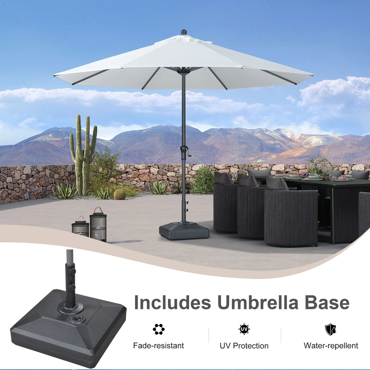 PURPLE LEAF Aluminum Patio Table Umbrella Heavy Duty Market Umbrella with Base