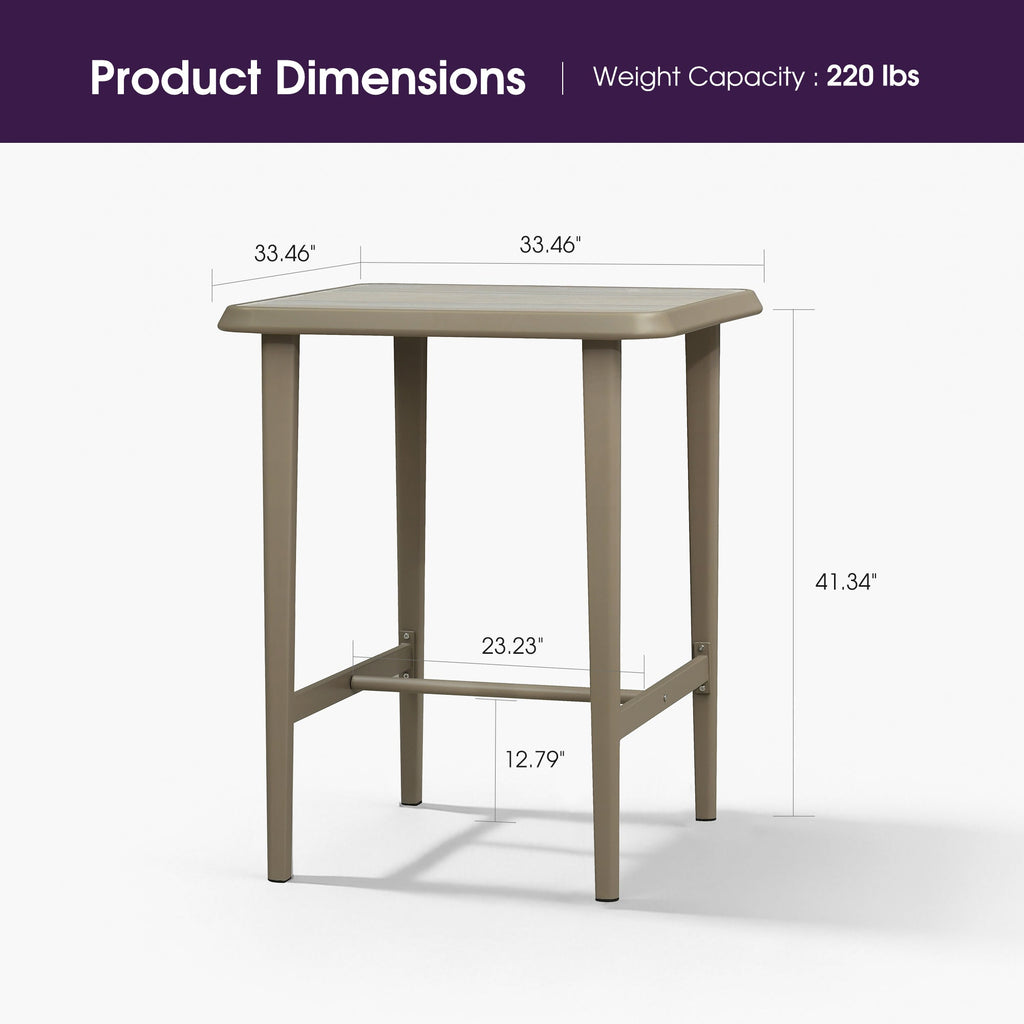 PURPLE LEAF Outdoor Bar Table Patio Dining Table Coffee Kitchen Breakfast Bistro Pub Bar Table for Patio Poolside