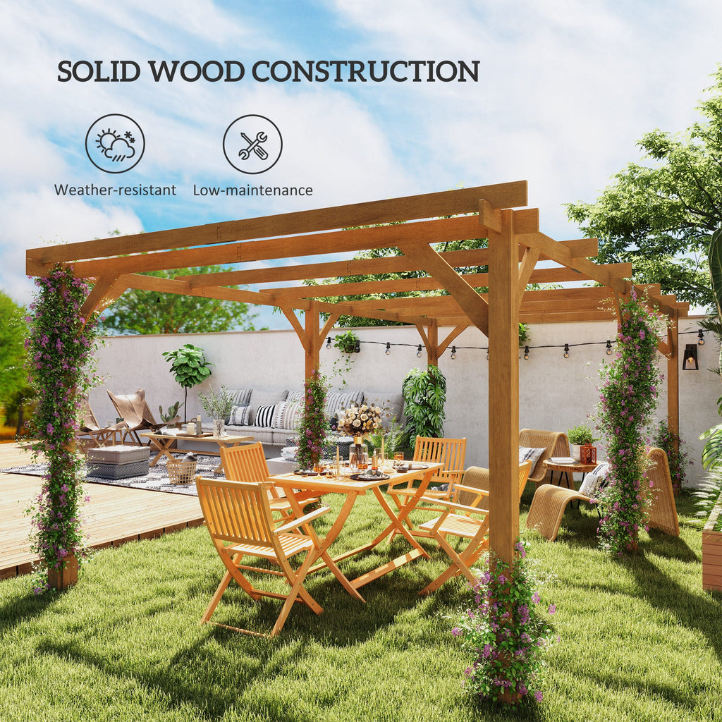 PerArbor 10' x 13' Wood Pergola for Climbing Plant Support and Patio Parties, Dark Brown