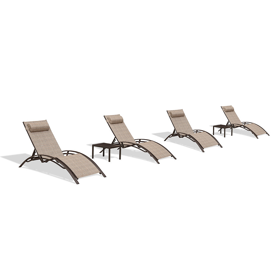 PURPLE LEAF Outdoor Chaise Lounge Chair  Patio Pool Lounger Bronze Aluminum Chairs with Side Table Adjustable Tanning Recliner for Outside Backyard Yard Deck Balcony Beach