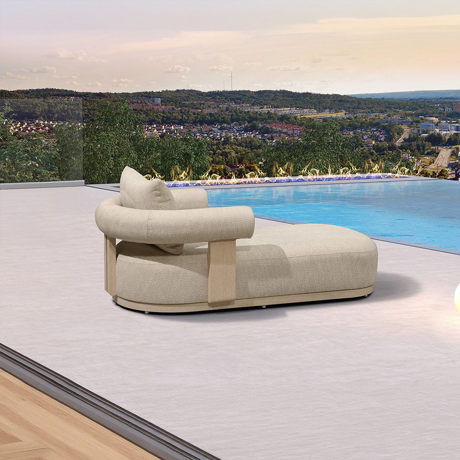 PURPLE LEAF  Provence Outdoor Chaise Lounge  Modern Luxury Aluminum Lounger Daybed with Olefin Lumbar Pillow and Armrest for Patio Poolside Beach Sunbathing Deck