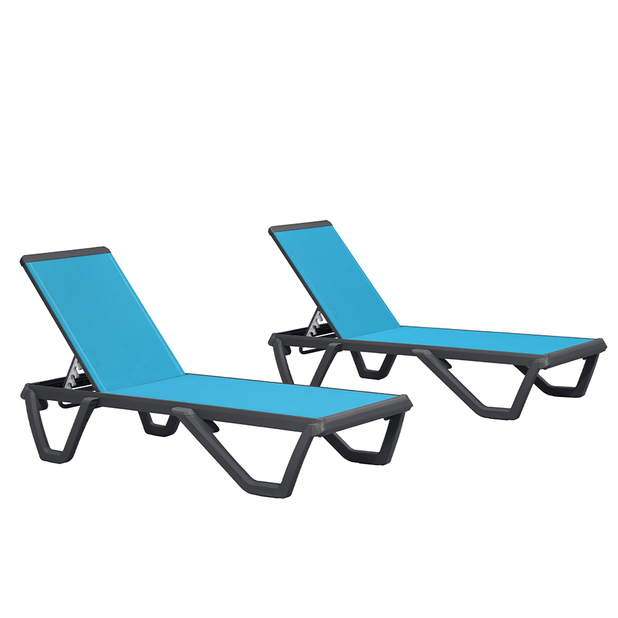 PURPLE LEAF Outdoor Chaise Lounge Patio Chair 5 Positions Adjustable Aluminum Frame with Textilene Seat Lightweight and Durable Pool Chaise Lounge for Patio Poolside Beach Yard
